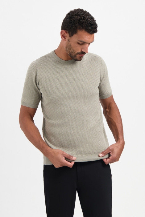NO-EXCESS pullover short sleeve crewneck soli